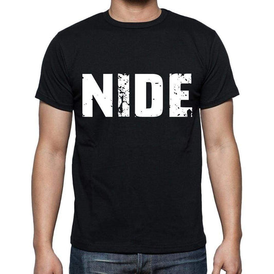 Nide Mens Short Sleeve Round Neck T-Shirt 4 Letters Black - Casual