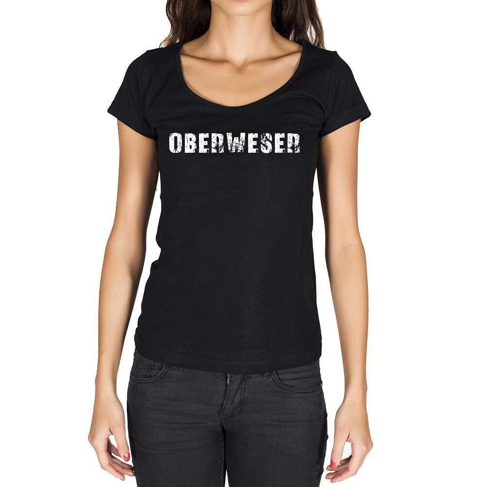 Oberweser German Cities Black Womens Short Sleeve Round Neck T-Shirt 00002 - Casual
