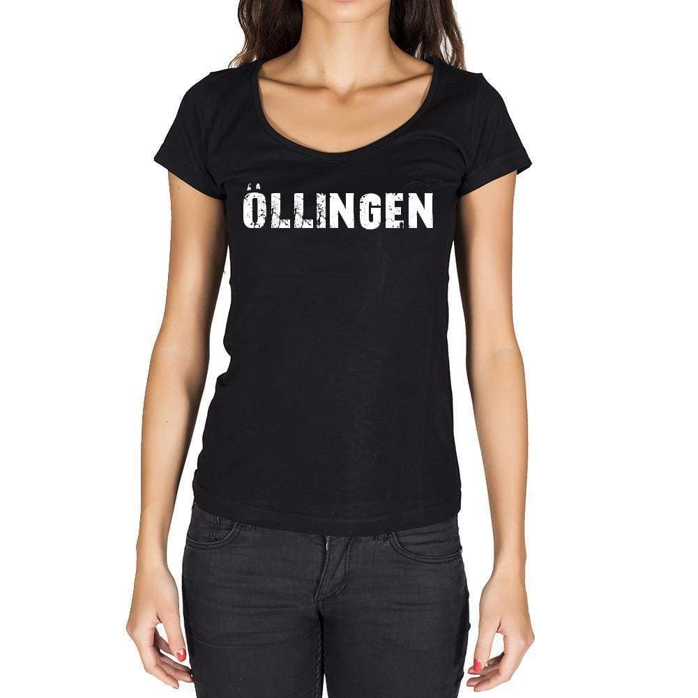 Öllingen German Cities Black Womens Short Sleeve Round Neck T-Shirt 00002 - Casual