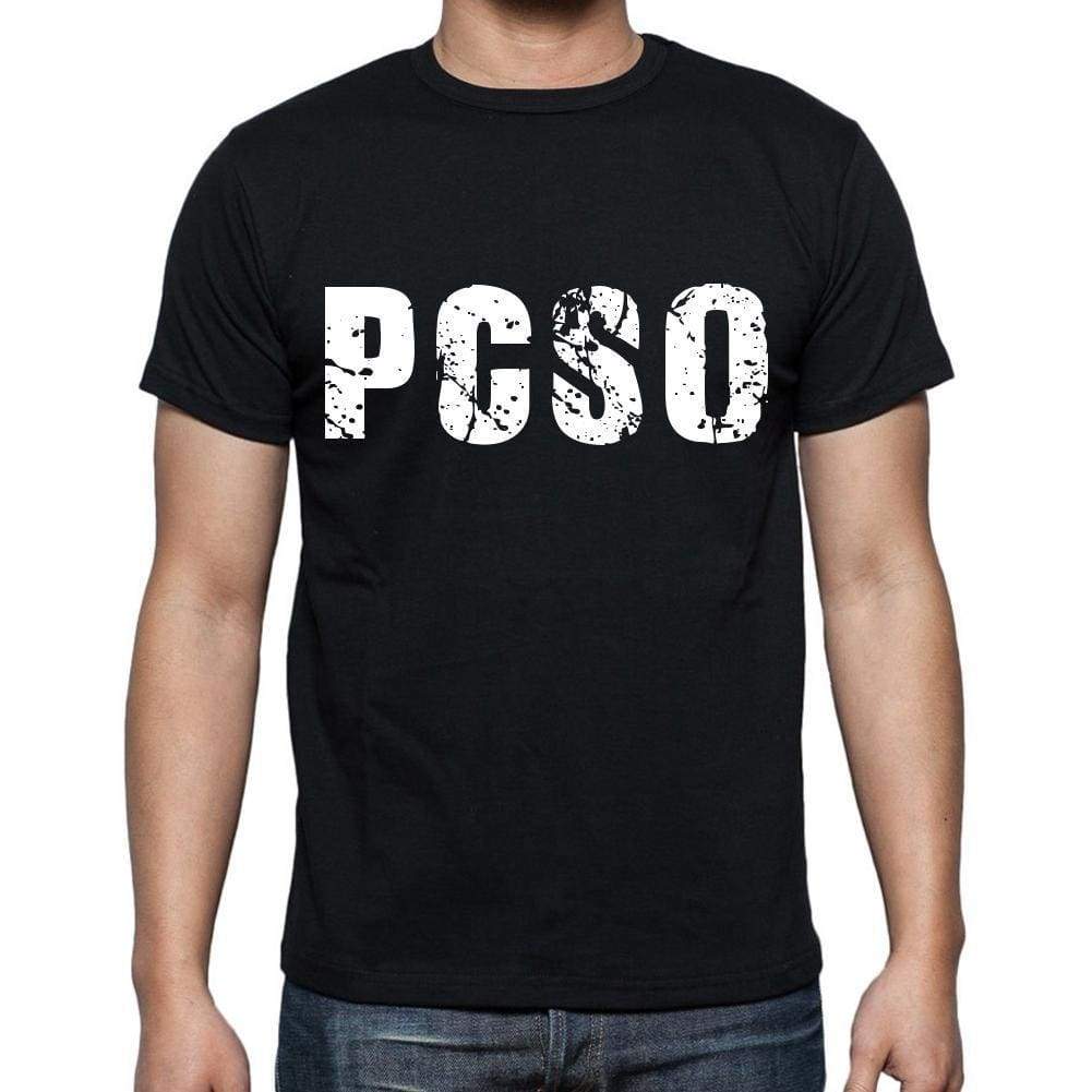 Pcso Mens Short Sleeve Round Neck T-Shirt 4 Letters Black - Casual