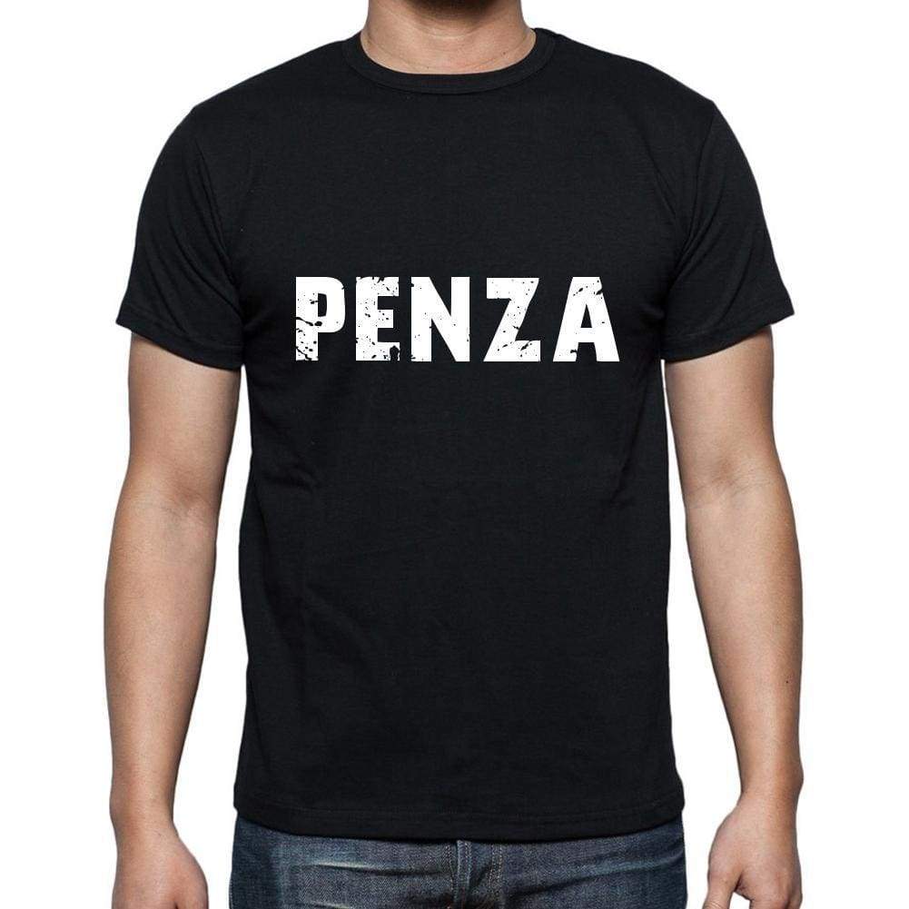 Penza Mens Short Sleeve Round Neck T-Shirt 5 Letters Black Word 00006 - Casual