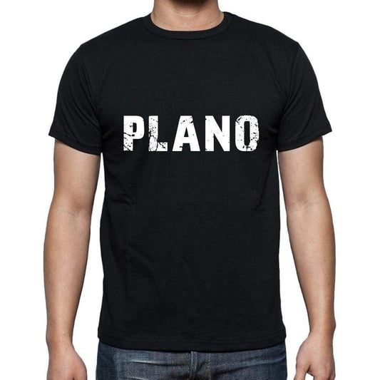 Plano Mens Short Sleeve Round Neck T-Shirt 5 Letters Black Word 00006 - Casual