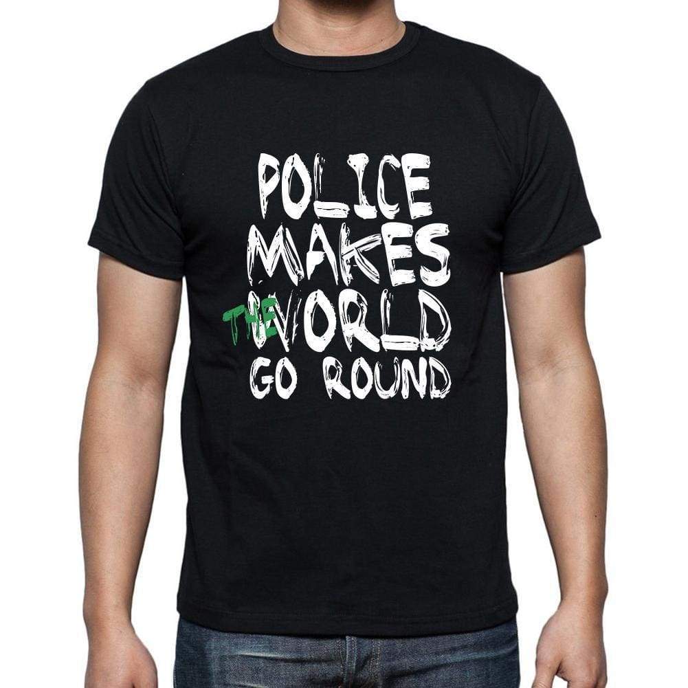 Police World Goes Round Mens Short Sleeve Round Neck T-Shirt 00082 - Black / S - Casual