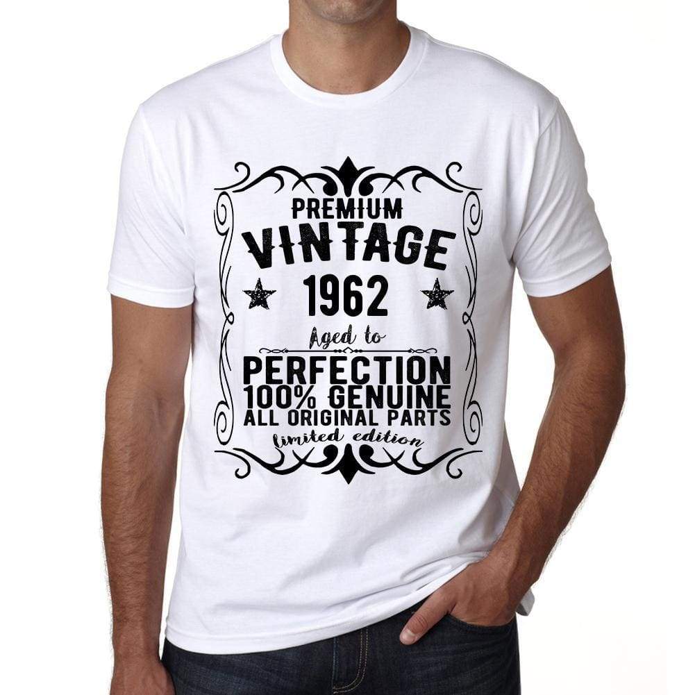 Premium Vintage Year 1962 White Mens Short Sleeve Round Neck T-Shirt Gift T-Shirt 00349 - White / Xs - Casual