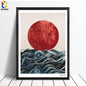 Abstrakte Japanischen Sonnenaufgang Poster und Drucke Wand Kunst Leinwand Malerei Bilder Für Wohnzimmer Skandinavischen Seascape Hause Decor