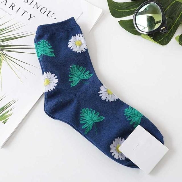 [EIOISAPRA]Korean Style Women Sunflower Short Socks Creative Art Harajuku Japanese Socks High Quality Cotton Tide Sox