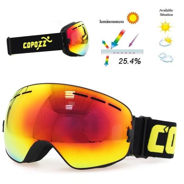 COPOZZ Brand Ski Goggles Men Women Snowboard Goggles Glasses for Skiing UV400 Protection Snow Skiing Glasses Anti-fog Ski Mask