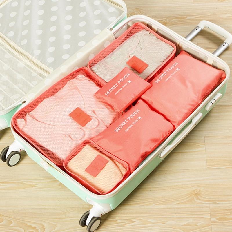 6PCS/Set High Quality Oxford Cloth Travel Luggage Organizer Bag Women Men Packing Cube for Clothing Wardrobe Suitcase Tidy Pouch