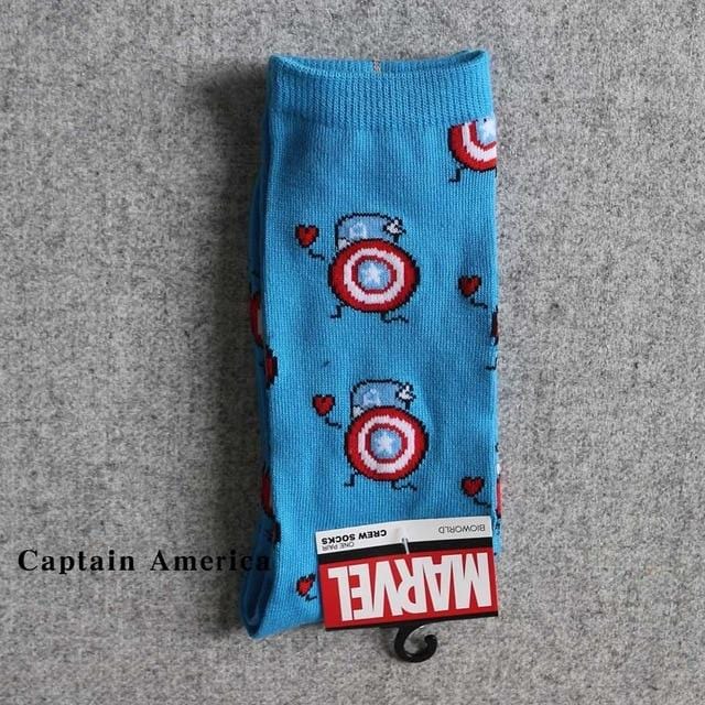 Marvel Comics Hero General Socks cartoon Iron Man Captain America Knee-High Warm Stitching pattern Antiskid Casual Sock