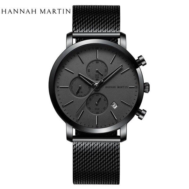 2020 New Black Stainless Steel Mesh Wristwatch High Quality Multi-function Calendar Men's Top Brand Luxury Watches Drop Shipping