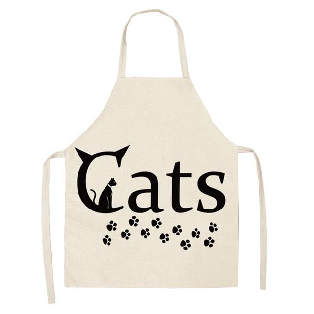 1Pcs Kitchen Apron Cute Cartoon Cat Printed Sleeveless Cotton Linen Aprons for Men Women Home Cleaning Tools 53*65cm WQ0029