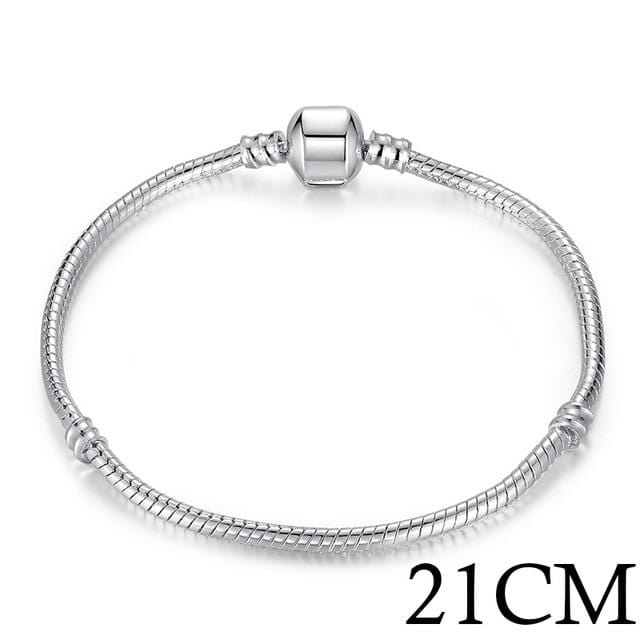 BAMOER 5 Style Silver Color LOVE Snake Chain Bracelet & Bangle 16CM-21CM Pulseras Lobster PA1104