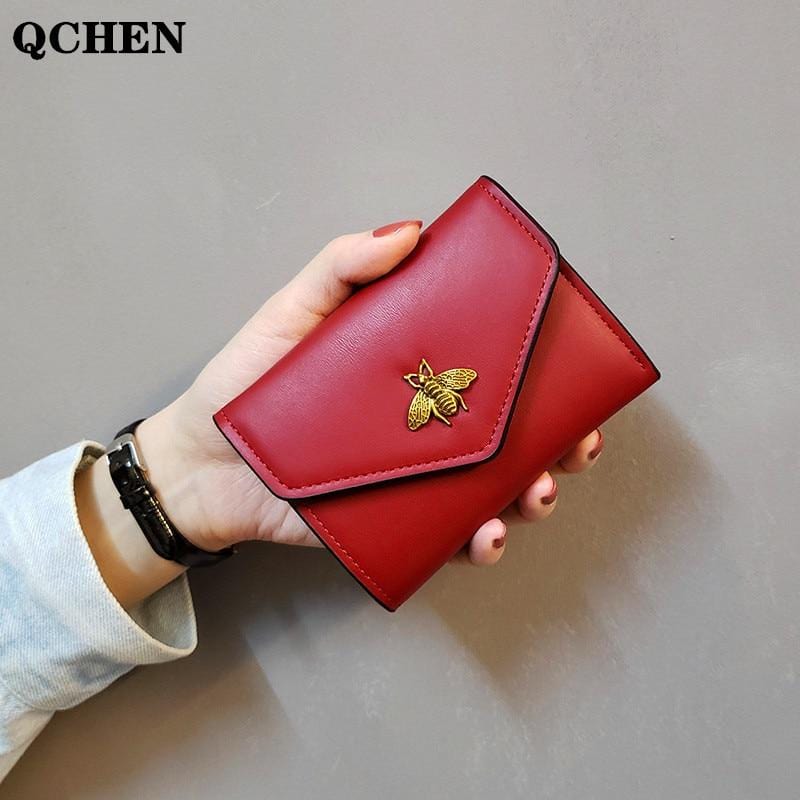 Women's wallet Leather Small bee Luxury Brand Famous Mini Wallets Solid Purses Short Female Coin Purse Credit Card Holder 688