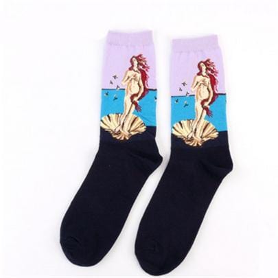 Autumn Winter NEW 3D Retro Personality Art Socks Unisex Women Men Funny Novelty Starry Night Vintage Socks Oil Happy Socks HOT