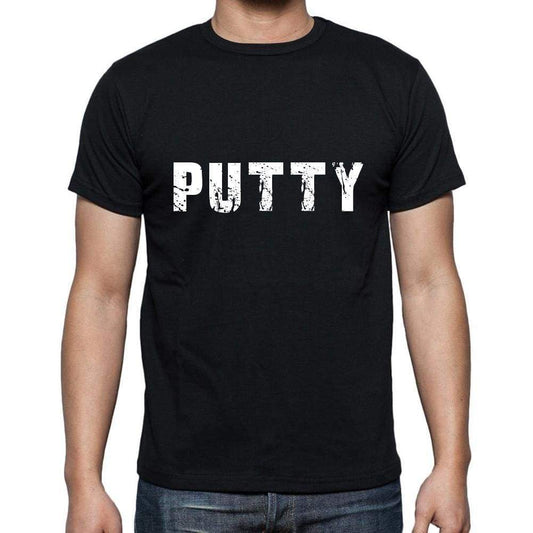 Putty Mens Short Sleeve Round Neck T-Shirt 5 Letters Black Word 00006 - Casual