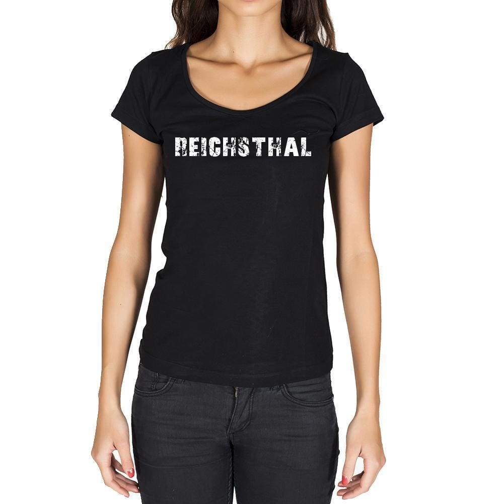 Reichsthal German Cities Black Womens Short Sleeve Round Neck T-Shirt 00002 - Casual