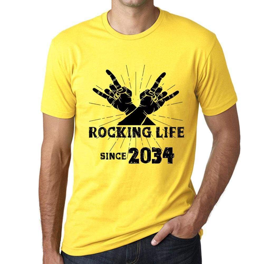 Rocking Life Since 2034 Mens T-Shirt Yellow Birthday Gift 00422 - Yellow / Xs - Casual