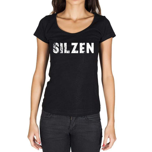 Silzen German Cities Black Womens Short Sleeve Round Neck T-Shirt 00002 - Casual