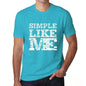 Simple Like Me Blue Mens Short Sleeve Round Neck T-Shirt - Blue / S - Casual