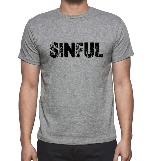 Sinful Grey Mens Short Sleeve Round Neck T-Shirt 00018 - Grey / S - Casual