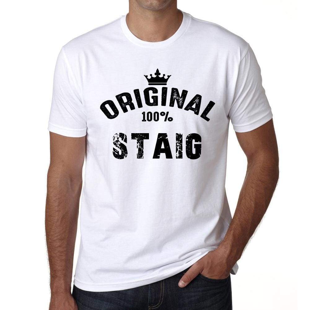 Staig 100% German City White Mens Short Sleeve Round Neck T-Shirt 00001 - Casual