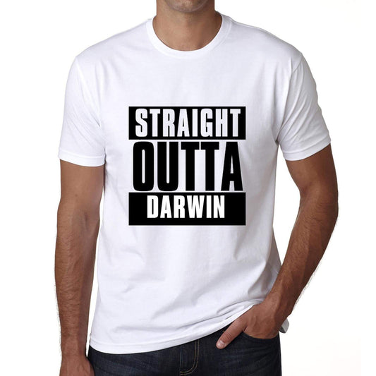 Straight Outta Darwin Mens Short Sleeve Round Neck T-Shirt 00027 - White / S - Casual