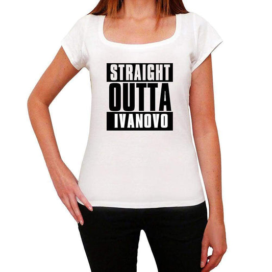 Straight Outta Ivanovo Womens Short Sleeve Round Neck T-Shirt 00026 - White / Xs - Casual