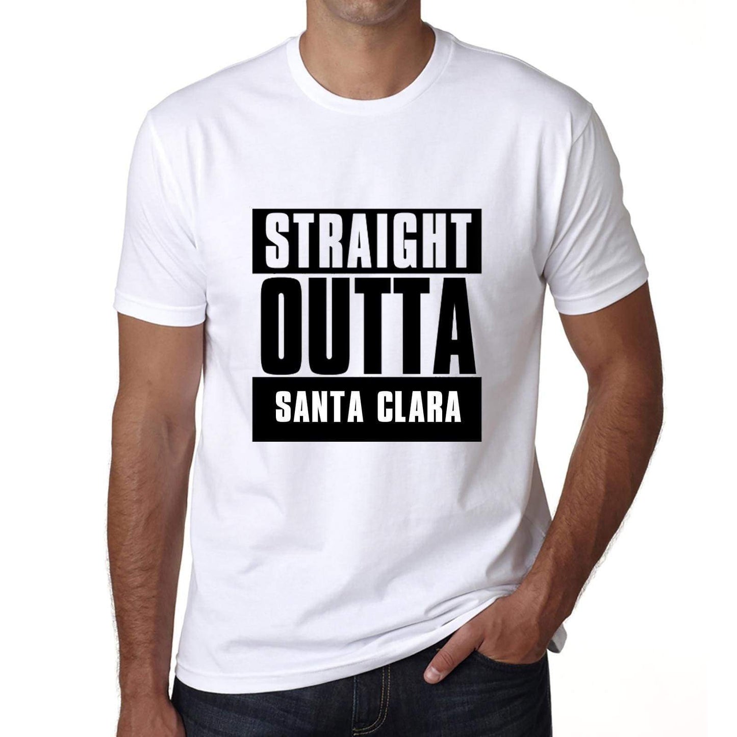 Straight Outta Santa Clara Mens Short Sleeve Round Neck T-Shirt 00027 - White / S - Casual