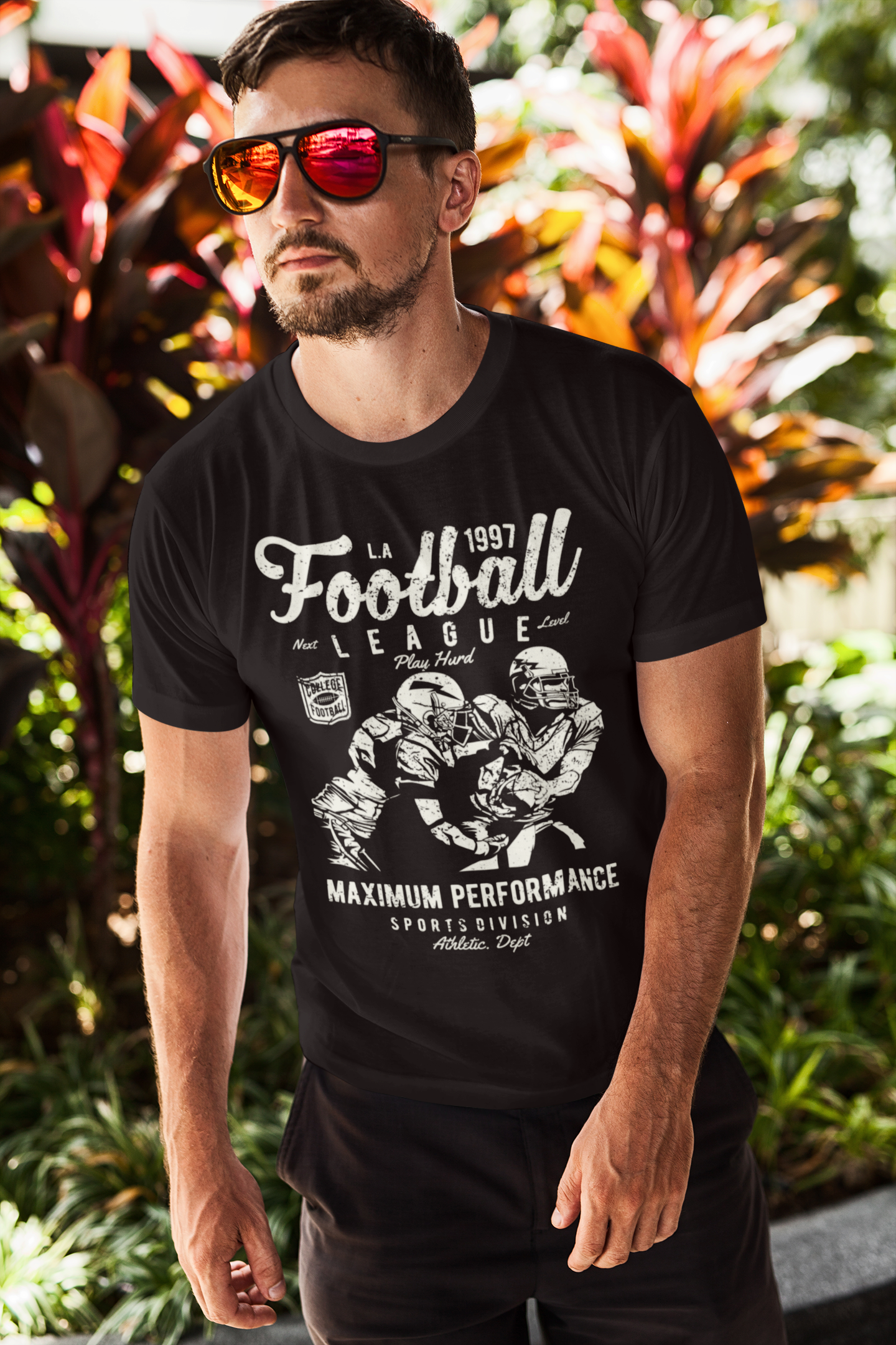 ULTRABASIC Men's T-Shirt LA Football League 1997 Play Hard - Sport Division Tee Shirt