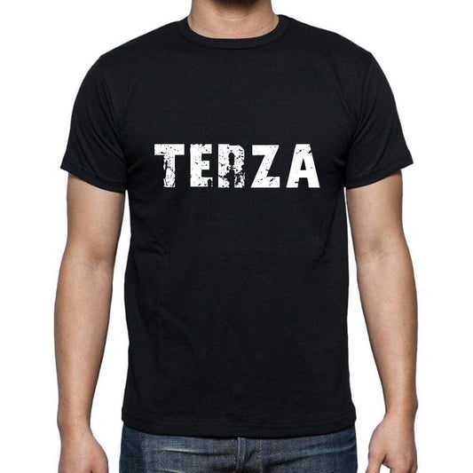 Terza Mens Short Sleeve Round Neck T-Shirt 5 Letters Black Word 00006 - Casual