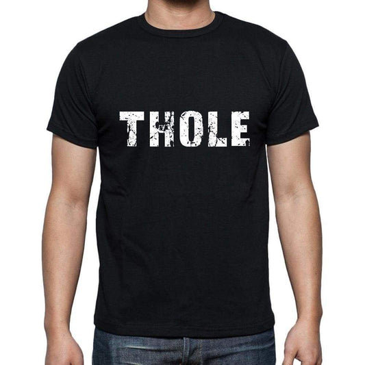 Thole Mens Short Sleeve Round Neck T-Shirt 5 Letters Black Word 00006 - Casual