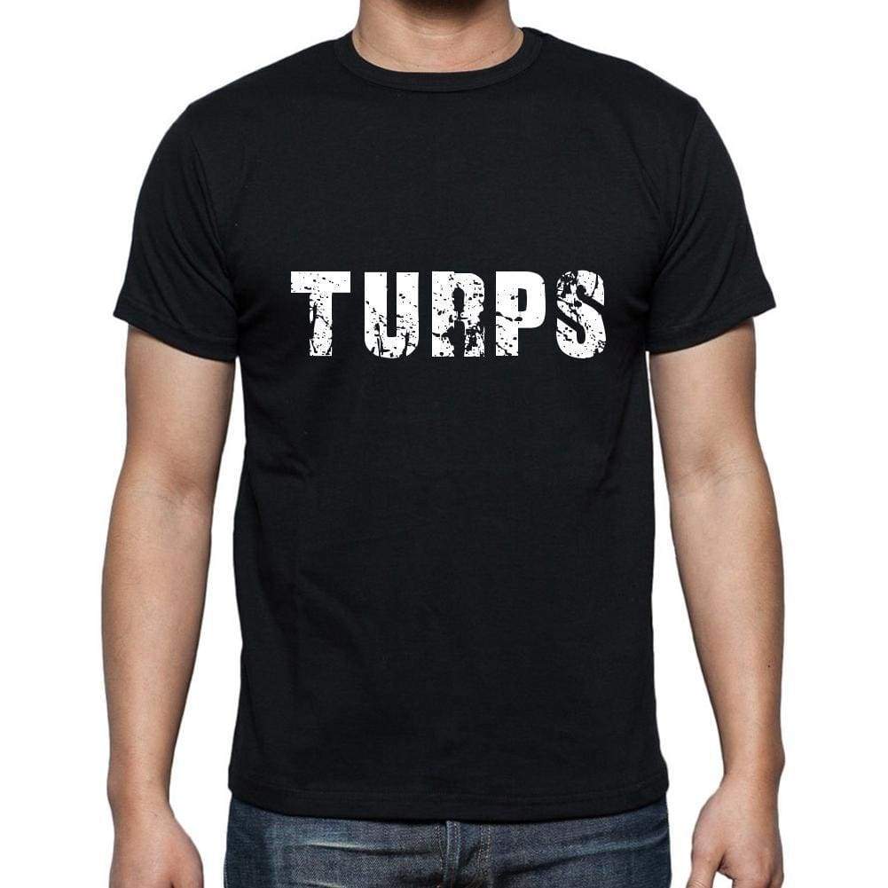 Turps Mens Short Sleeve Round Neck T-Shirt 5 Letters Black Word 00006 - Casual