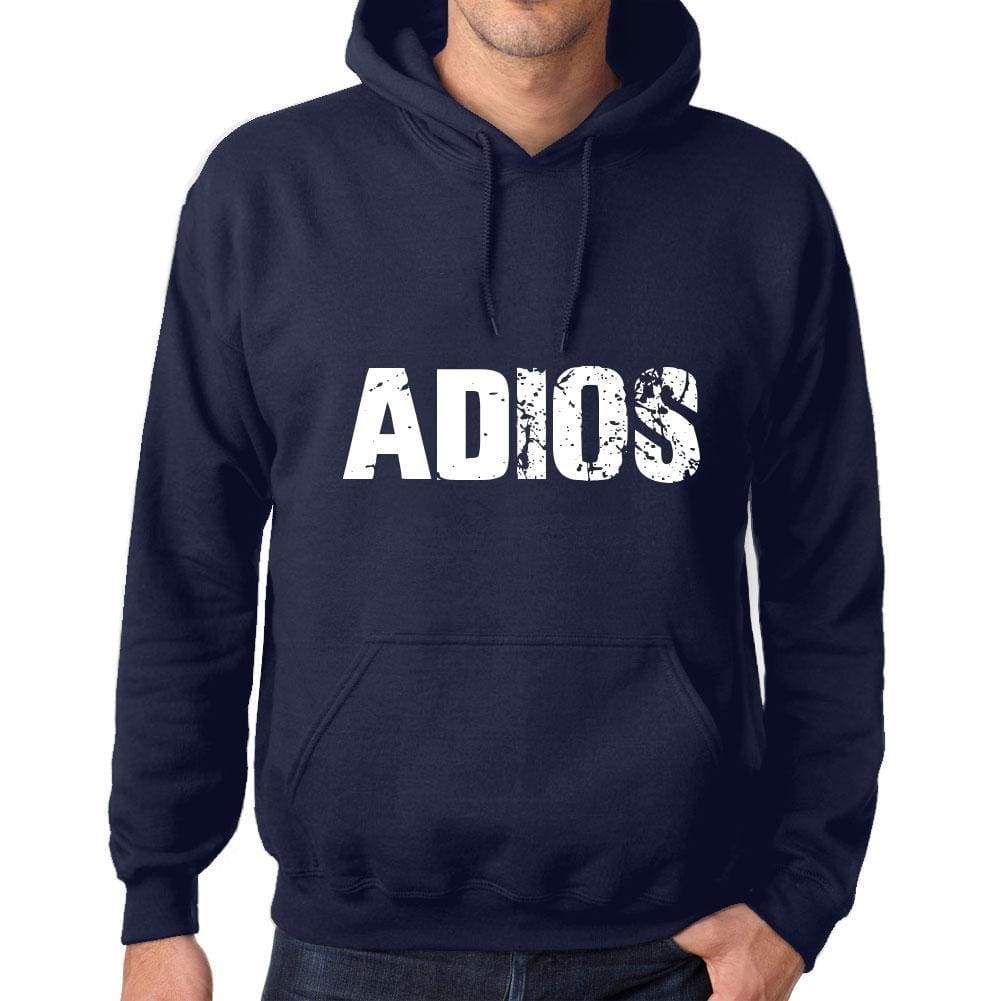 Unisex Printed Graphic Cotton Hoodie Popular Words Adios French Navy - French Navy / Xs / Cotton - Hoodies