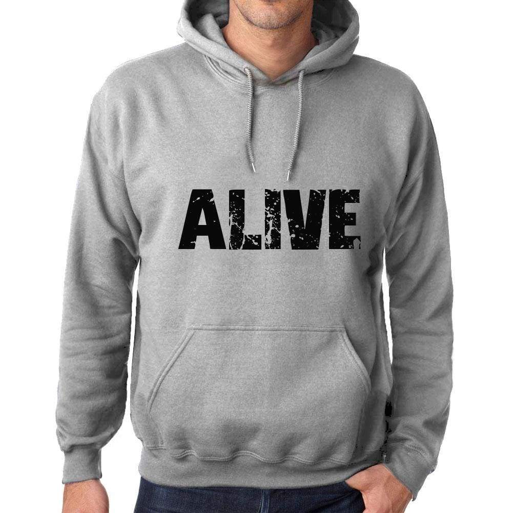 Unisex Printed Graphic Cotton Hoodie Popular Words Alive Grey Marl - Grey Marl / Xs / Cotton - Hoodies