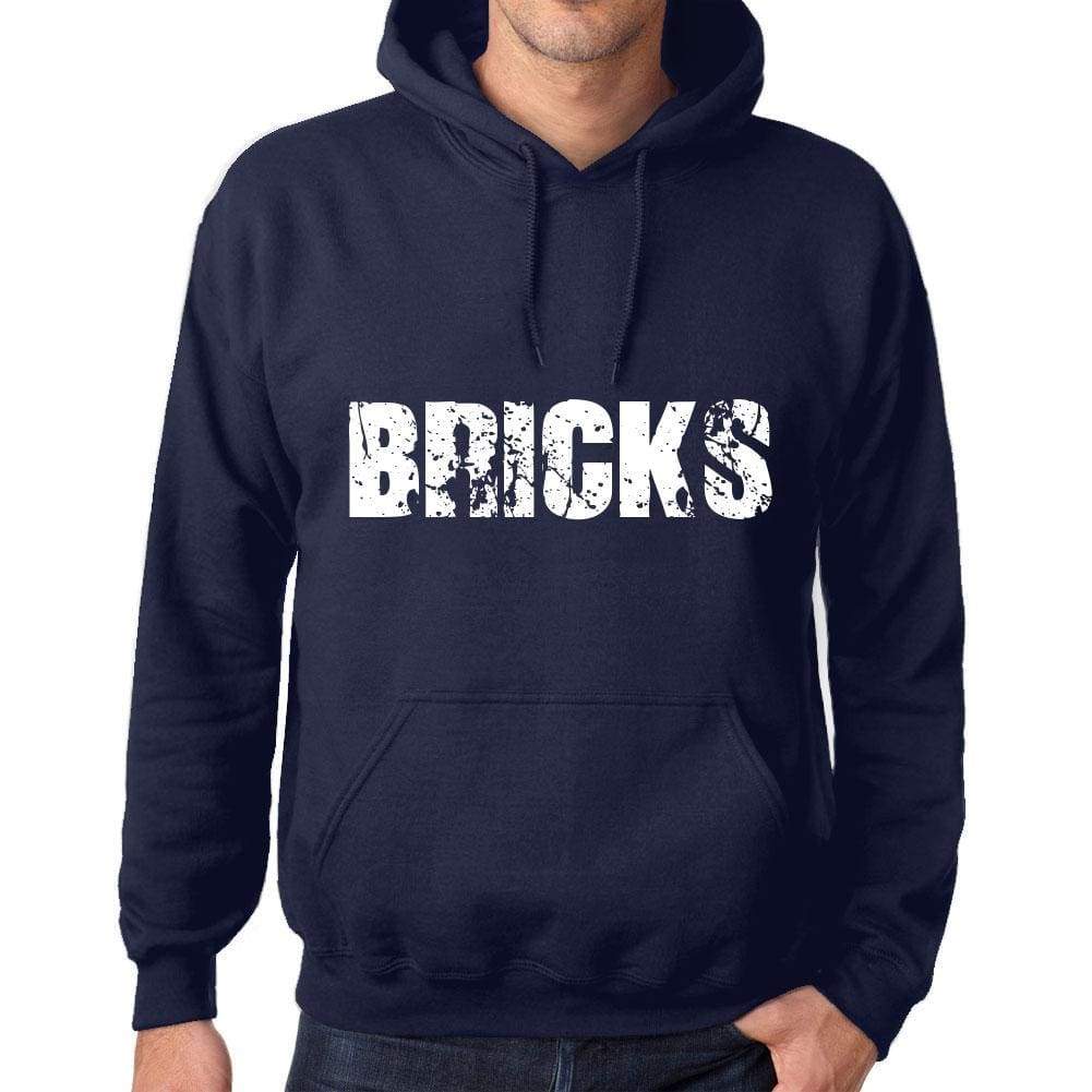 Unisex Printed Graphic Cotton Hoodie Popular Words Bricks French Navy - French Navy / Xs / Cotton - Hoodies