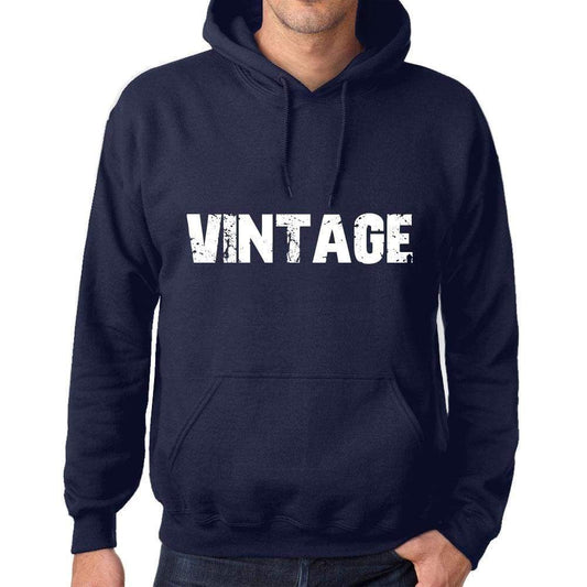 Unisex Printed Graphic Cotton Hoodie Popular Words Vintage French Navy - French Navy / Xs / Cotton - Hoodies