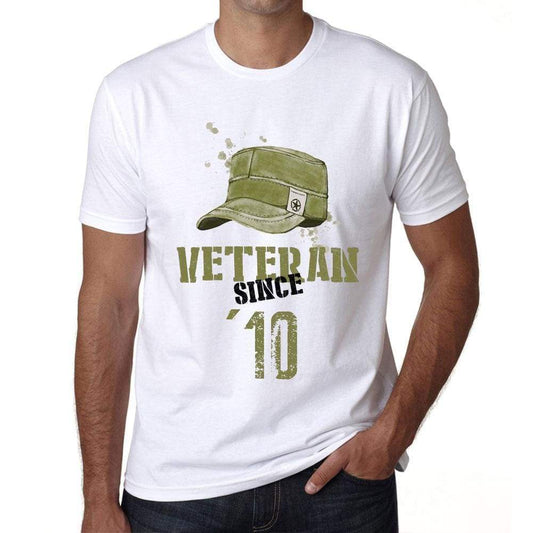Veteran Since 10 Mens T-Shirt White Birthday Gift 00436 - White / Xs - Casual