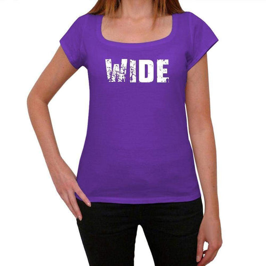 Wide Purple Womens Short Sleeve Round Neck T-Shirt 00041 - Purple / Xs - Casual