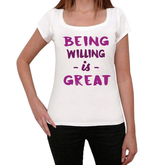 Willing Being Great White Womens Short Sleeve Round Neck T-Shirt Gift T-Shirt 00323 - White / Xs - Casual